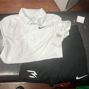 Unisex Nike 3brand short set. NWT. Black and white. Fits 5/6 yr old